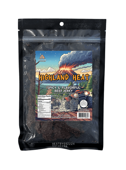"HIGHLAND HEAT" - SPICY & FLAVORFUL BEEF JERKY - Campfire Cravings -
