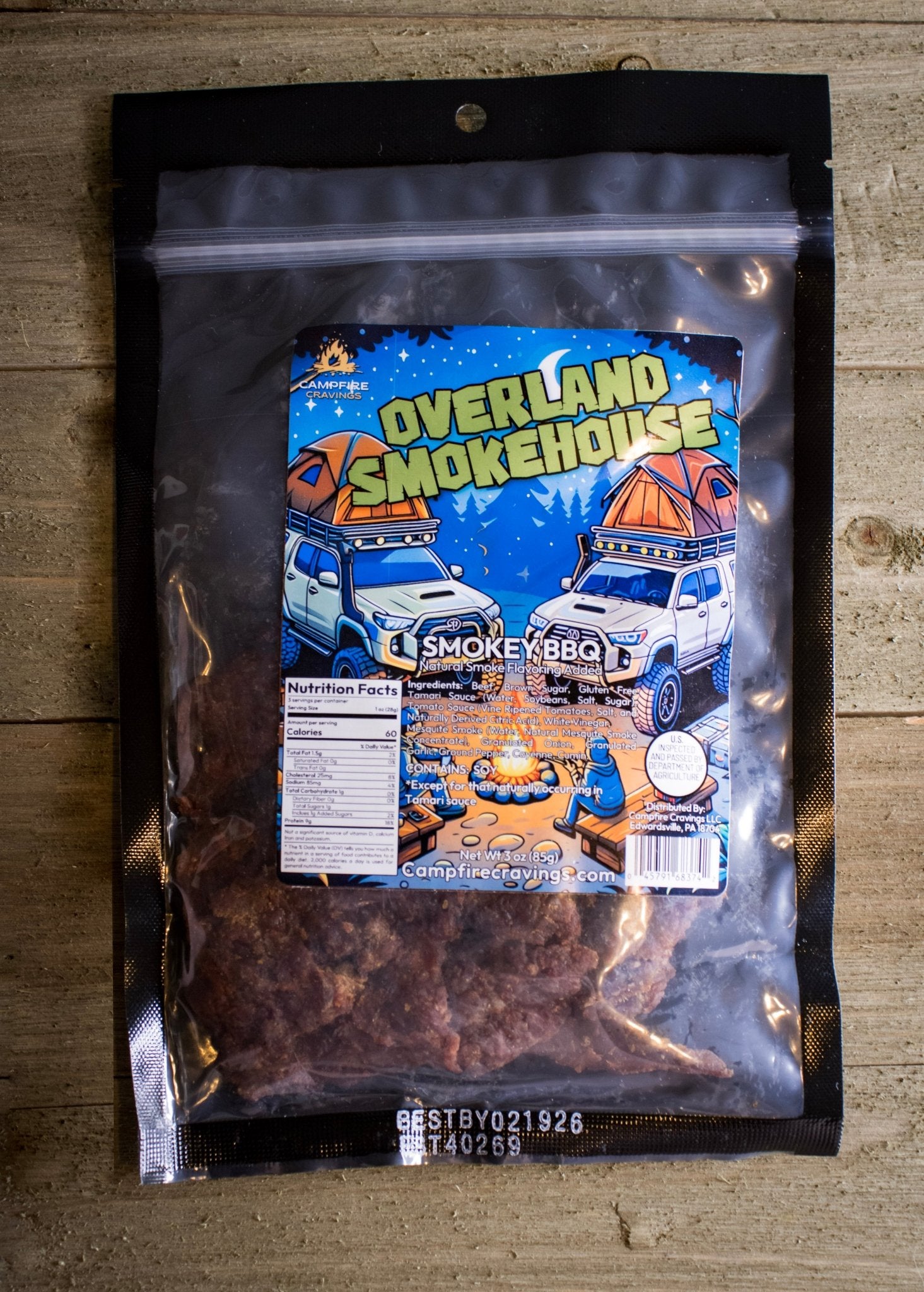 "OVERLAND SMOKEHOUSE" - SMOKEY BBQ BEEF JERKY - Campfire Cravings -
