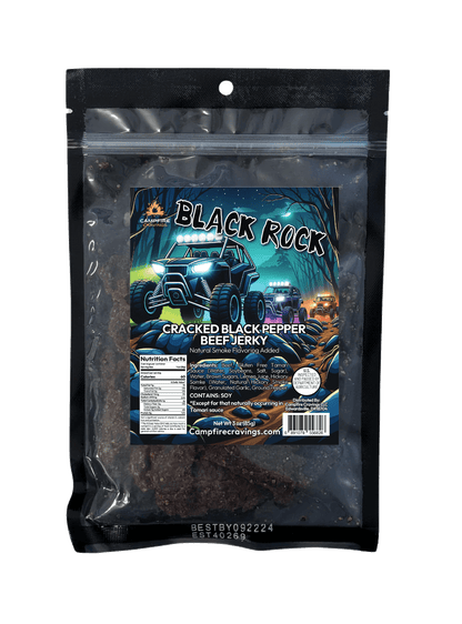 "BLACK ROCK" CRACKED BLACK PEPPER BEEF JERKY - Campfire Cravings - 